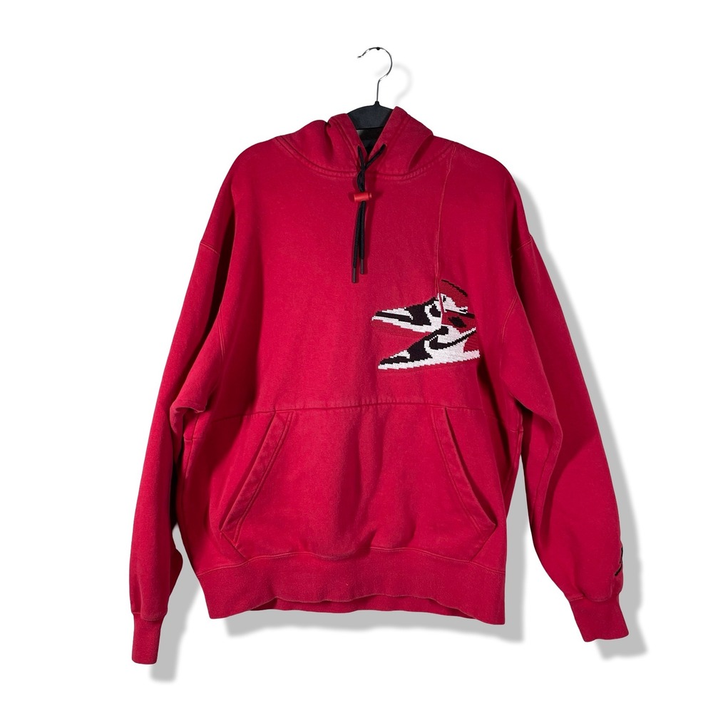 Jordan Hoodie Men L Red AJ1 Sneaker Cross Stitch Streetwear Hypebeast Sportswear